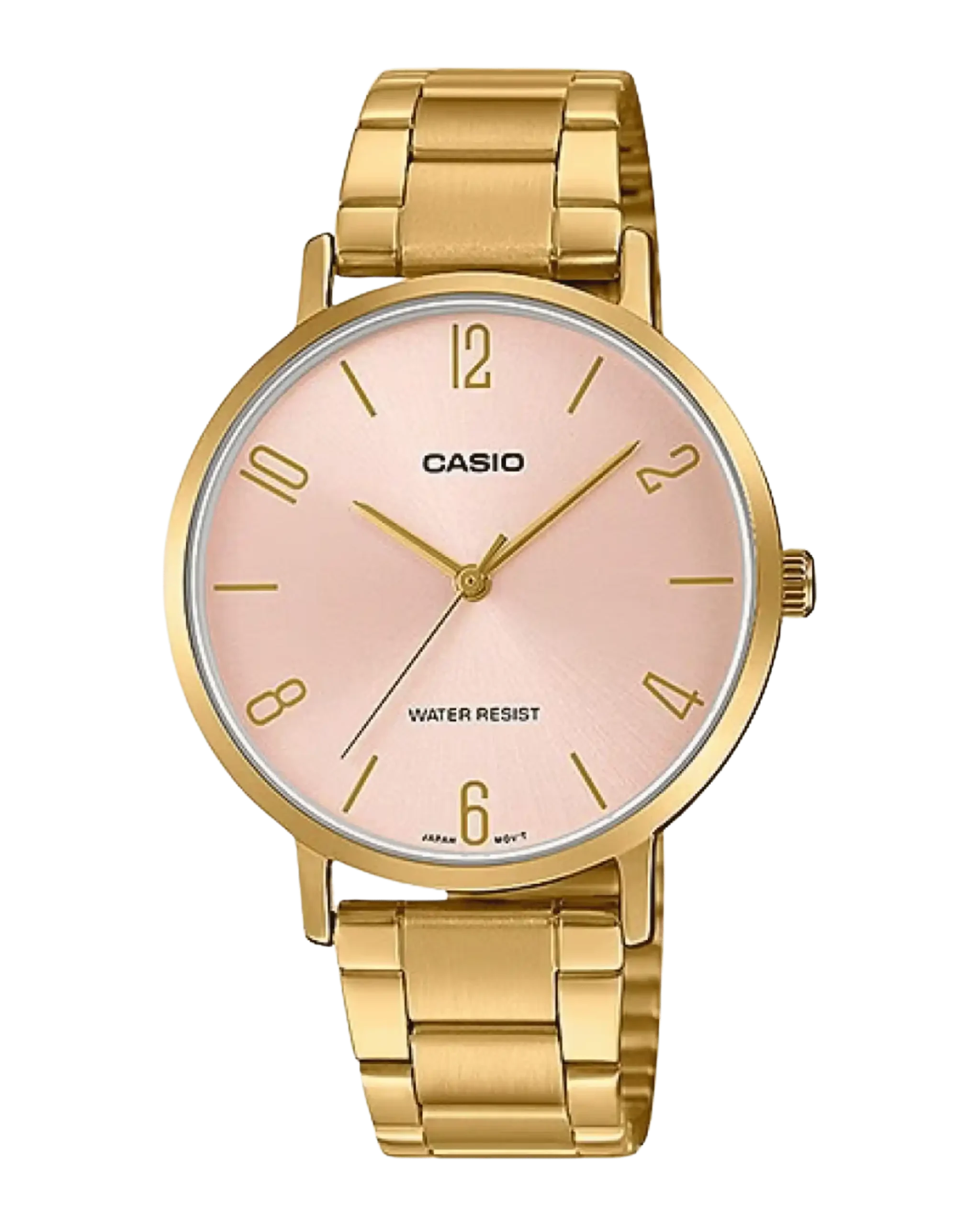Casio LTP-VT01G-4BUDF ladies’ watch with gold band and pink dial