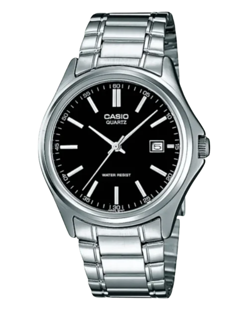 Casio MTP-1183A-1ADF with black dial and silver strap