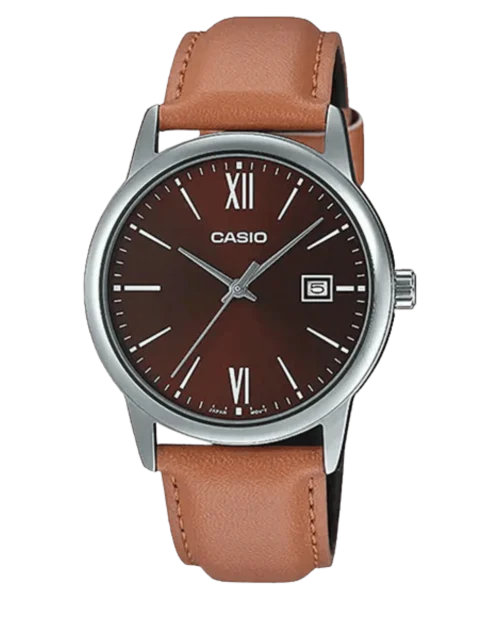 Casio MTP-V002L-5B3UDF men’s watch with brown dial and leather strap