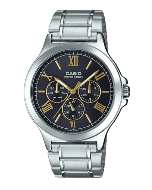 Casio MTP-V300D-1A2UDF bold men’s chronograph with blue sub-dials