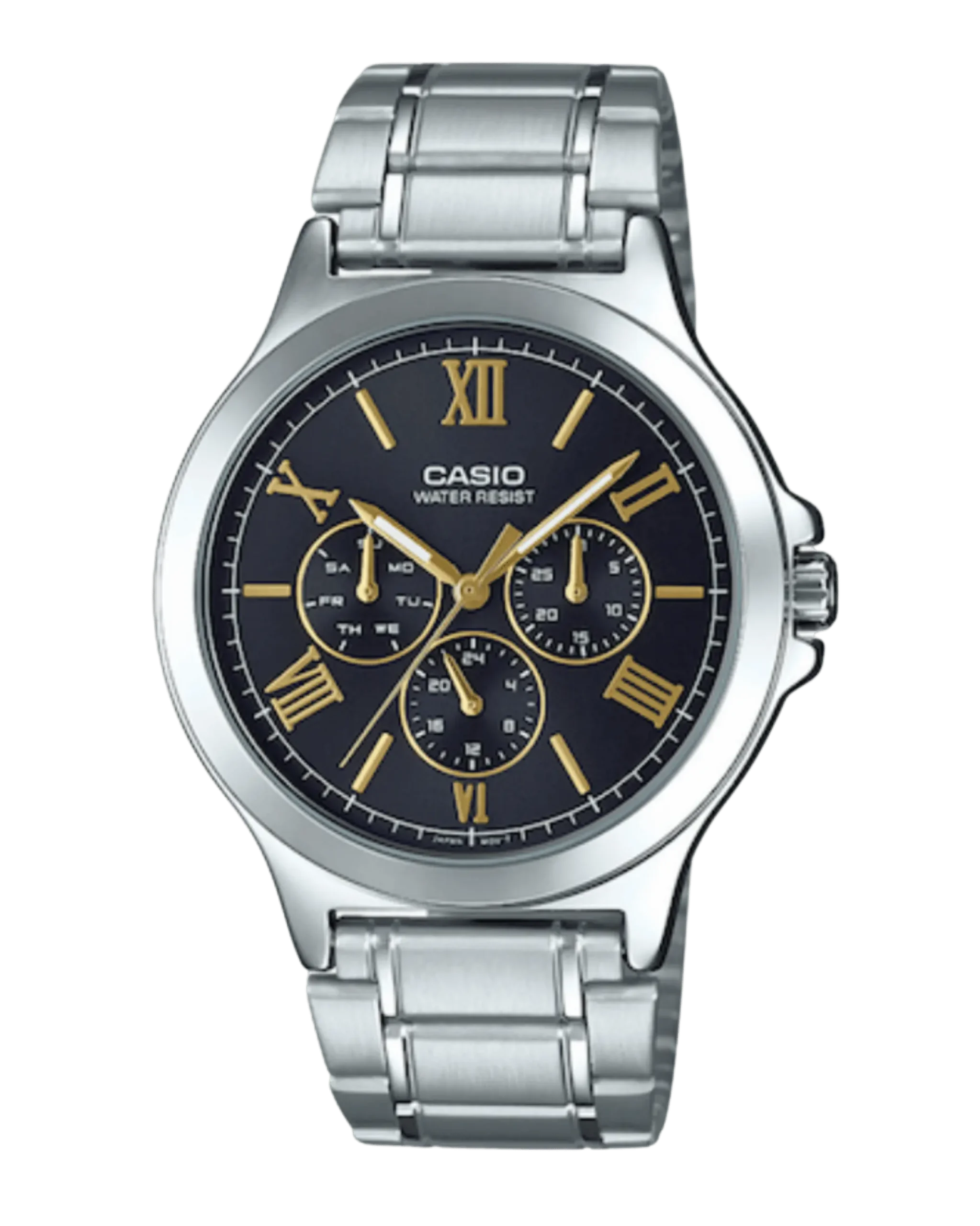 Casio MTP-V300D-1A2UDF bold men’s chronograph with blue sub-dials