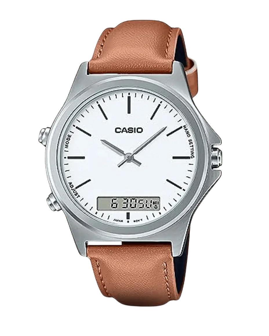 Casio MTP-VC01L-7EUDF analog-digital leather strap watch
