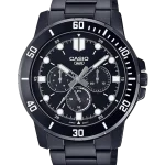 Casio MTP-VD300BL-1EUDF men’s black leather chronograph watch