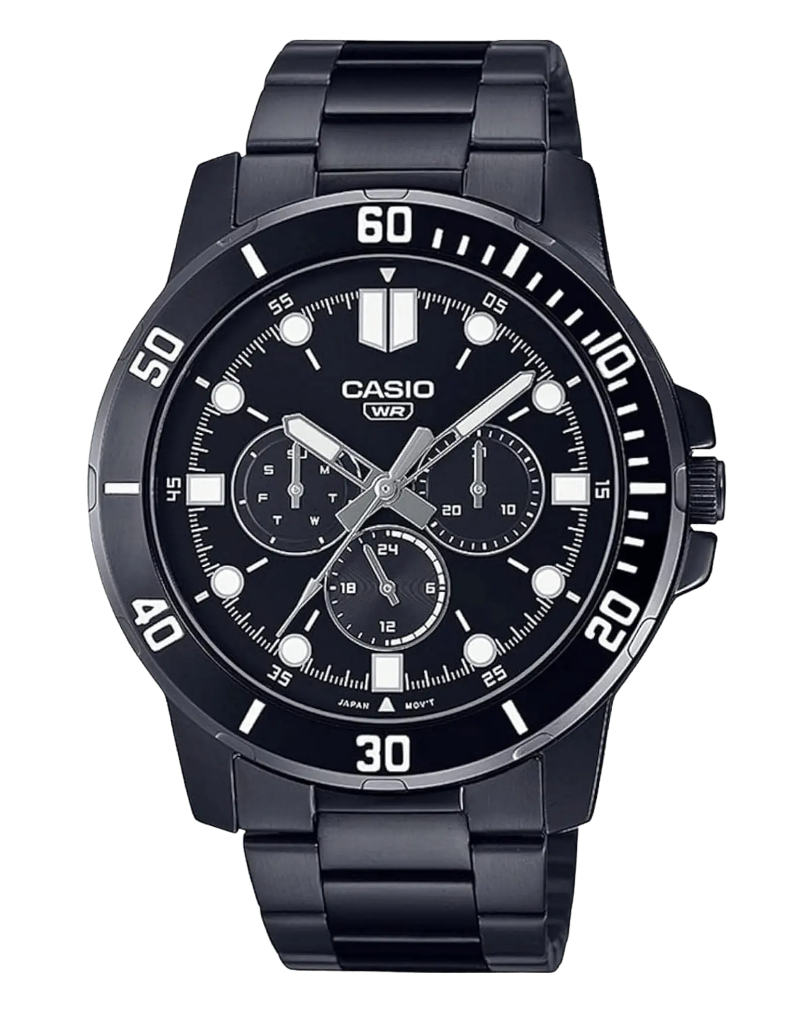 Casio MTP-VD300BL-1EUDF men’s black leather chronograph watch