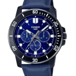 Casio MTP-VD300BL-2EUDF with navy dial and black leather strap