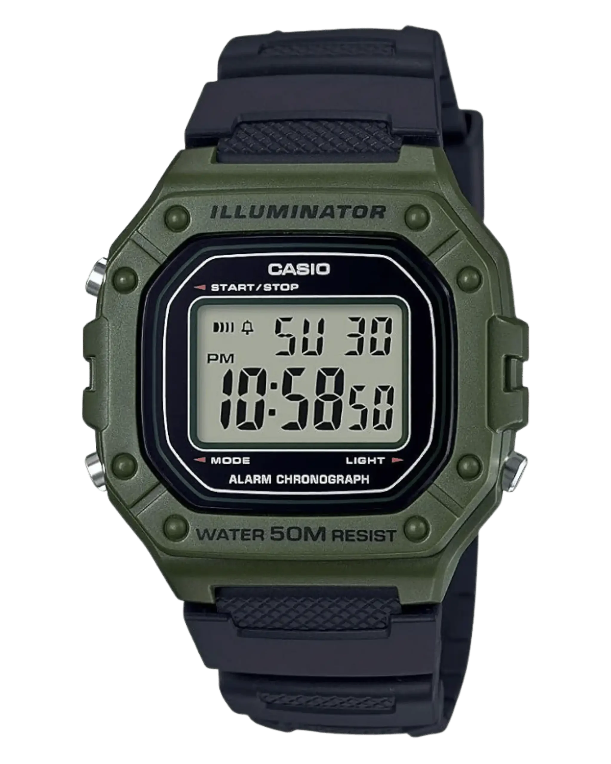 Casio W-218H-3AVDF digital sports watch in green