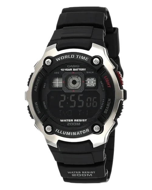 Casio AE-2000W-1BVDF digital sports watch with rugged resin design