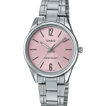 Casio LTP-V005D-4BVDF with silver strap and pink dial