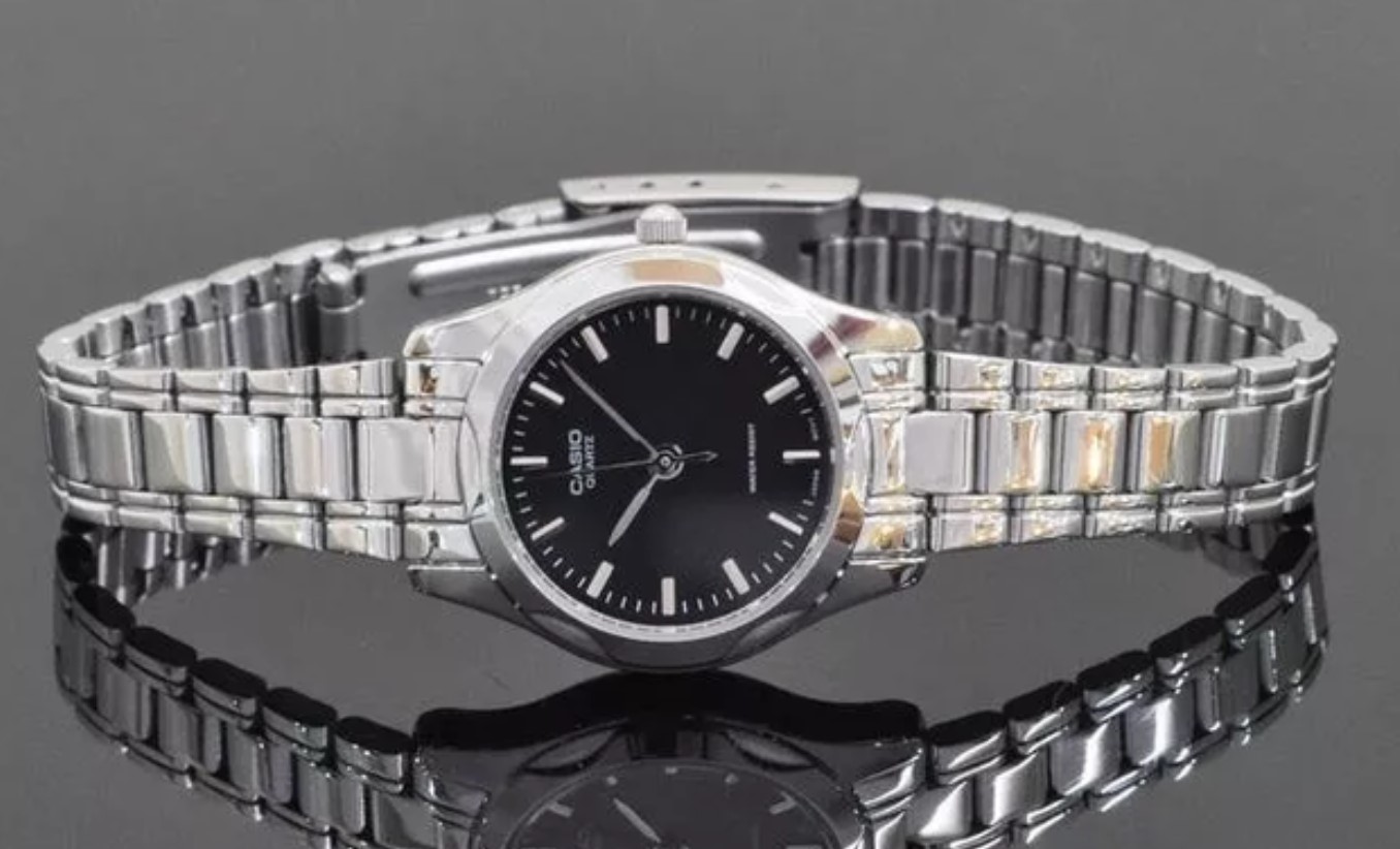 Side view of elegant Casio women’s analog watch