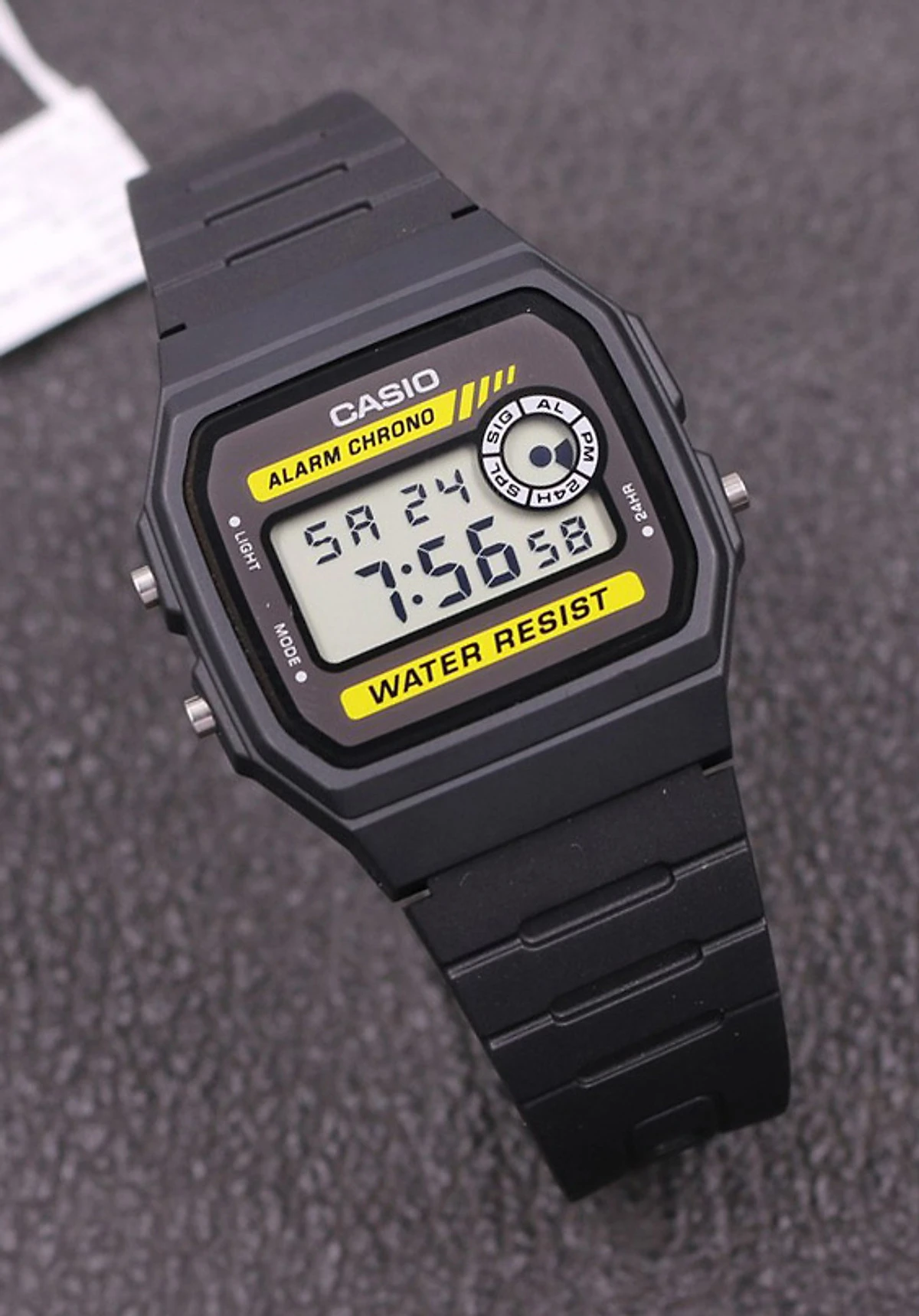 Side profile of Casio lightweight resin digital watch