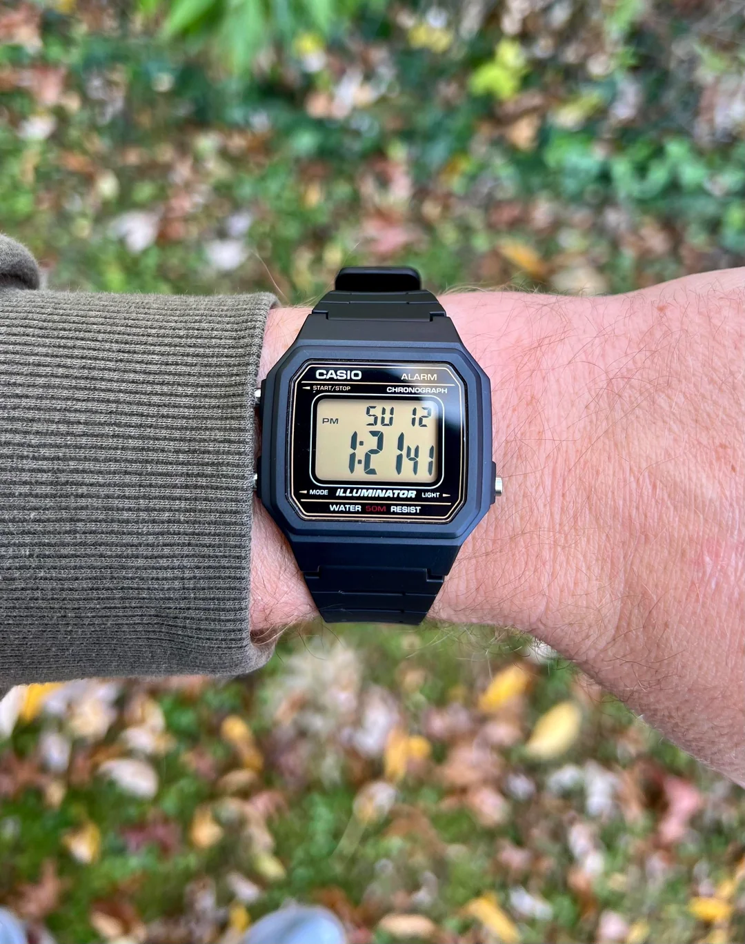 Side profile of Casio minimalist digital watch