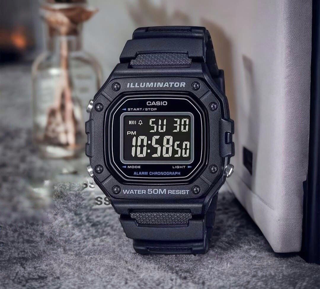 LED backlight active on Casio W-218H-1BVDF