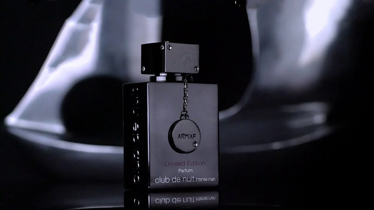 Close-up of Club de Nuit Intense Man fragrance bottle design