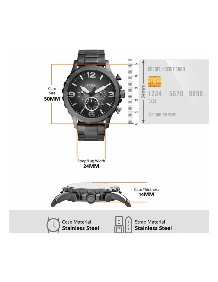 Fossil JR1437 Bold Black Chronograph Watch for Men
