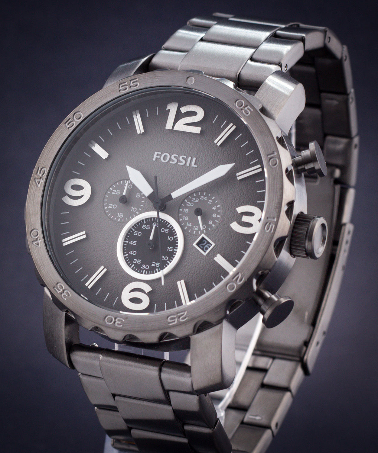 Fossil JR1437 Oversized Men’s Chronograph Watch with Black Bracelet
