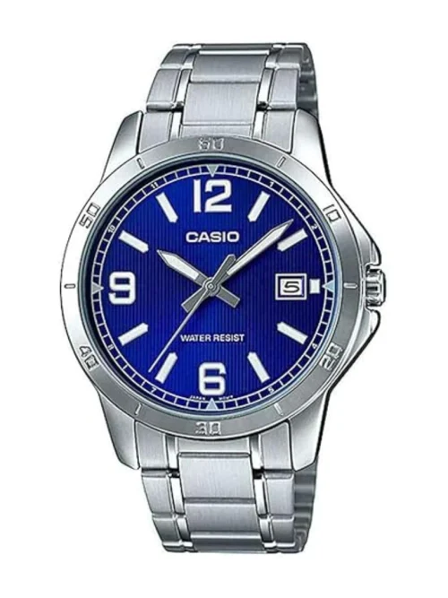 Casio MTP-V004D-2BUDF Men’s Analog Watch with Blue Dial and Silver Bracelet