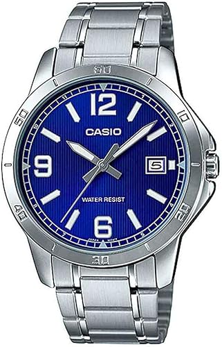 Casio MTP-V004D-2BUDF Men’s Analog Watch with Blue Dial and Silver Bracelet