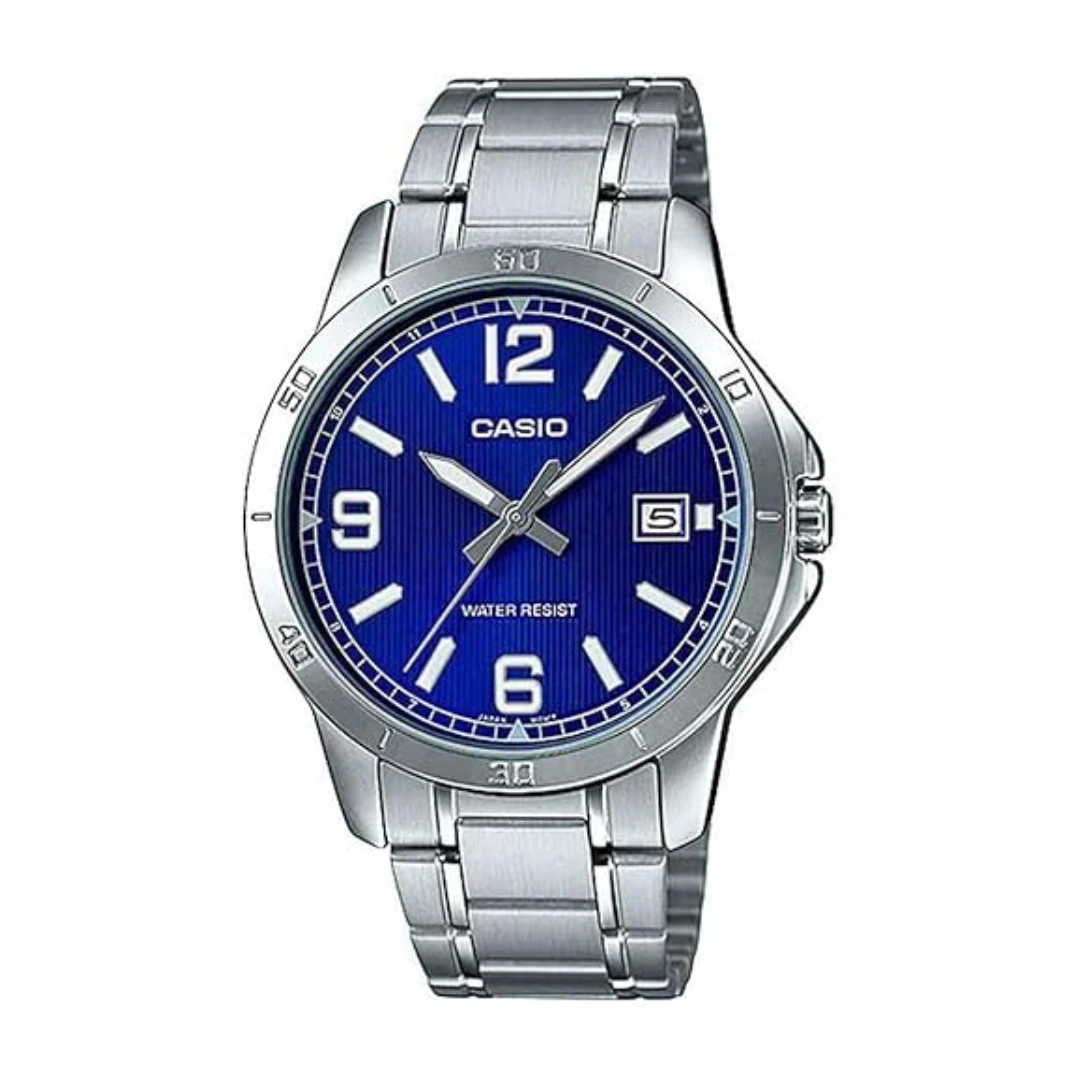 Casio MTP-V004D-2BUDF Men’s Analog Watch with Blue Dial and Silver Bracelet