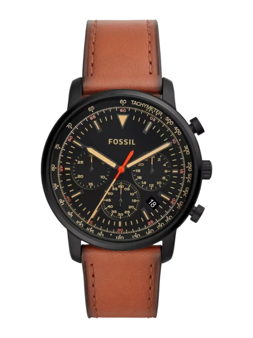 Fossil FS5501 Men’s Minimalist Watch with Blue Dial and Brown Leather Strap