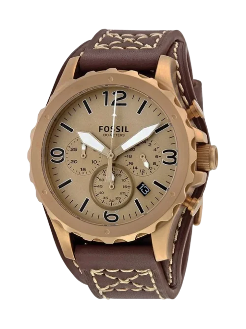 Fossil JR1495 Nate Chronograph Men’s Watch in Black Stainless Steel