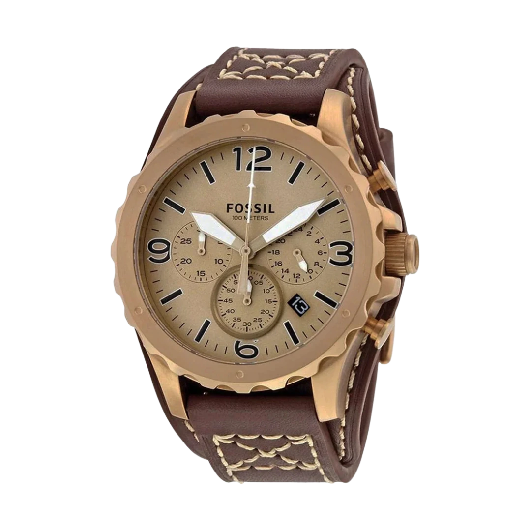 Fossil JR1495 Nate Chronograph Men’s Watch in Black Stainless Steel